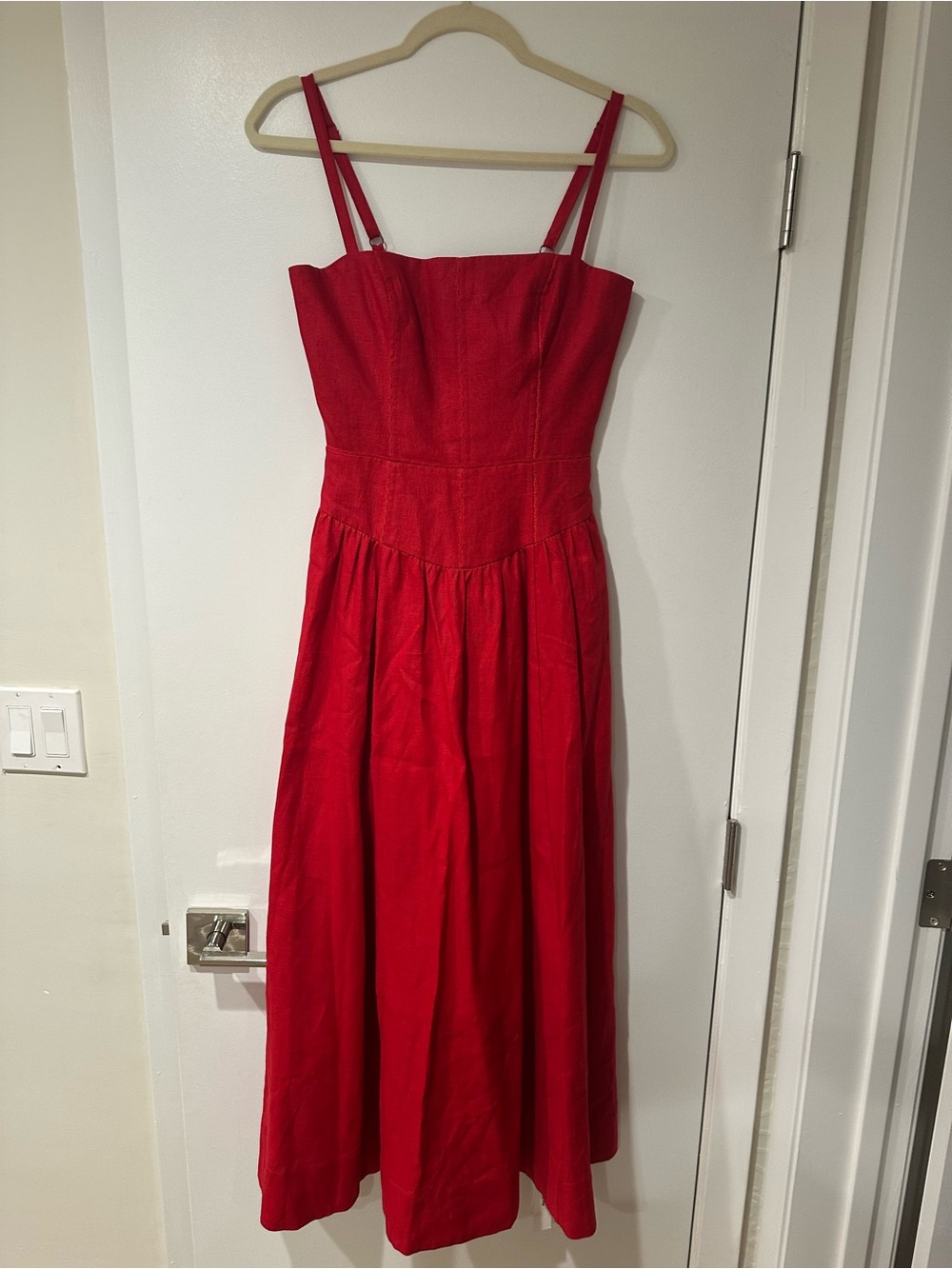 Reformation Drop Waist Red Linen Dress NWT